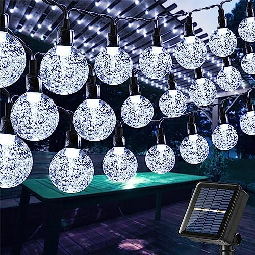 Moxled Solar Garden Lights Outdoor, 56ft/17M 100 LED String Lights Waterproof, Solar Powered Crystal Ball Indoor/Outdoor Fairy Lights Decorative for Garden, Patio, Yard, Parties (White)