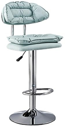 Barstuhl mit Hoher Rückenlehne, 360° Drehung Küchenhocker, 62-82cm Höhenverstellung, Stehhocker Höhenverstellbar für Bars Café Küche Esszimmer Wohnzimmer(Green+Silver)