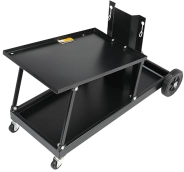 Hoteche Schweißwagen - 77x32.8x50cm, 1.5mm A3 Stahlblech, 6-Zoll-Kunststoffräder, 2.5-Zoll-Lenkrollen, Ideal für Schweißarbeiten