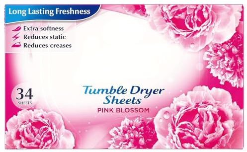 Tumble Dryer 34 Sheets Pink Blossom x 1, Fresh Laundry Conditioner Sheets - Floral Fragrance with Welari Thank You Card | (1 Pack)