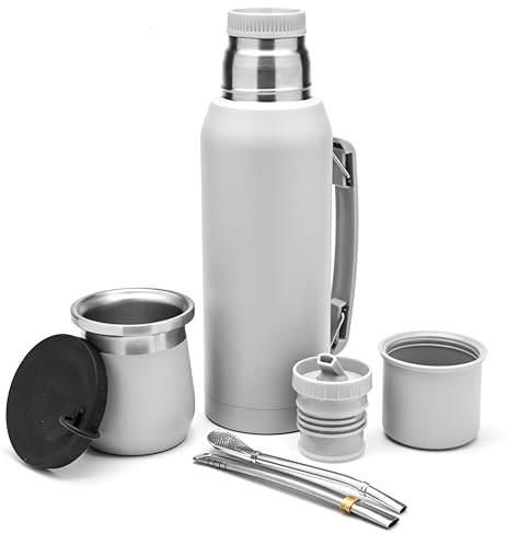 BALIBETOV 1000 ml Yerba-Mate-Set – Mate-Becher, Thermalflasche, 1 Ausgießer & 1 Bombilla – Doppelwandig Isoliert – BPA-frei – Leicht zu Reinigen und Pflegen