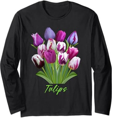 Bouquet de tulipes violettes, blanches et bleues Manche Longue