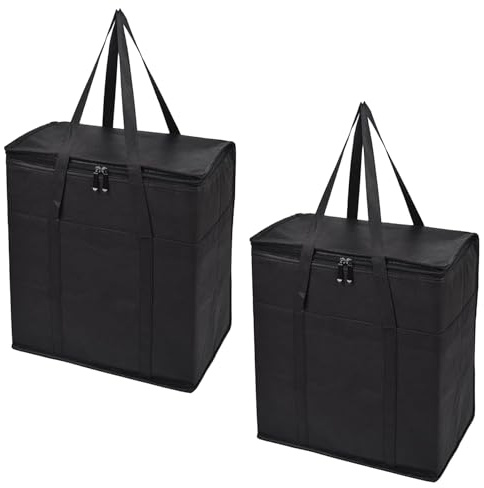 Surbootime Car Insulated Food Bag 24L/Cooler Box for Catering Delivery/Premium Zippered Grocery Bag - Reusable Bottom Reinforced Durable, Keep Food Hot or Cold/Shopping, Camping, Family Picnic 2PCS