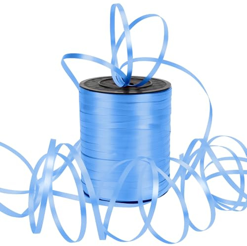Dooozy 500 M/ 546 Yards Ringelband Geschenkband Set, 5MM Geschenkbänder für Geburtstag Luftballons Hochzeit Geschenkverpackung Florist Luftballon Schleifen und Saisonale Deko(Blau)