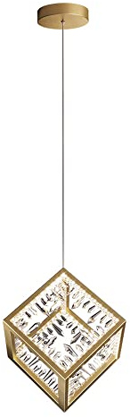 Lámpara Colgante Cuadrada LED de Cristal, lámpara Colgante Cuadrada Dorada, Accesorios de iluminación posmodernos para Isla de Cocina, lámparas suspendidas de Techo de 24 W para Dormitorio, Comedor
