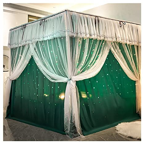 Betthimmel, Betthimmel für 2 m/6,6 Fuß Bett, kreativer Licht- und Schatten-Bettvorhang und Bettmarkise, staubdichtes Moskitonetz mit Stützstange (Grün 2 x 2,2 x 2 m)