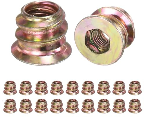 20 Pack M5x8mm Short Threaded Inserts for Wood Plastic Metal, Hex Drive Insert Nuts, Zinc Plated Carbon Steel Fastener for 8-12mm Thin Boards, Stripped Screw Hole Repair Furniture DIY with Hex Wrench