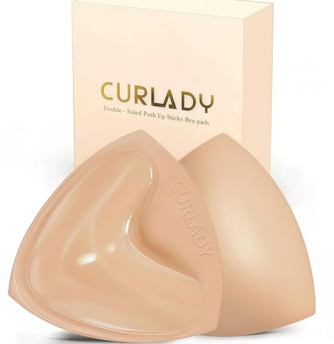 CURLADY Sticky on Bra Inserts, Double Sided Sticky Bra Push up, Strapless Bra Lift Self Adhesive Bra Pads for Backless Strapless Clothing, Wedding, Bikini and Daily Wear,Chicken Fillet Bra Inserts