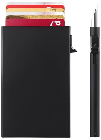 COYUN Porte-Cartes en métal Homme et Femme avec Bloc RFID, Porte-Cartes de crédit Automatique Pop-up, Portefeuille Porte-Cartes en Aluminium antivol, Style Minimaliste, Minimaliste