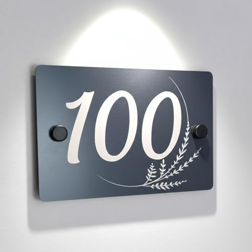 Plaque Numéro Maison en Aluminium Gris Anthracite, Style Moderne, Gravure Laser, Anodisé, Résistante aux Intempéries