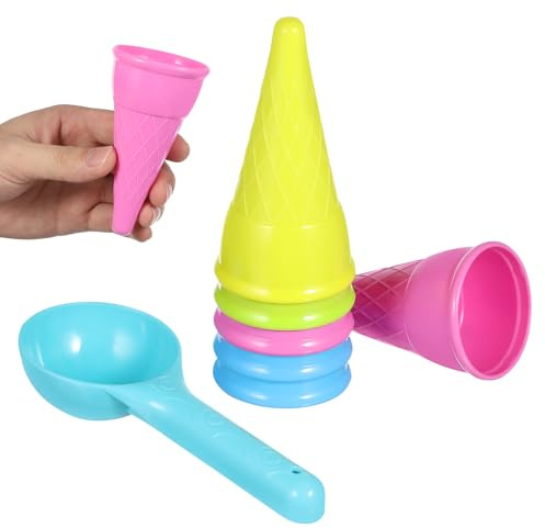 Toddmomy 2er-Set Eisportionierer für Kinder mit Eistüten aus Kunststoff, Strandspielzeug für Spielspaß im Freien Und im Sand (Farbe Zufällig)
