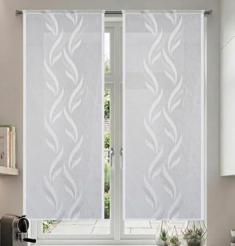 Tata Home Coppia Tende per Interni a Vetro Finestra Semitrasparenti Bianche Tende Cucina Bagno Camera Ricamate Fantasia Moderne Eleganti Con Ricamo Misura 45x150 cm Mod. MADRID Colore Grigio
