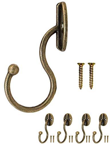Fuxxer Antike Garderobenhaken aus Eisen Bronze Vintage für Jacken & Hüte 75mm 4er Set