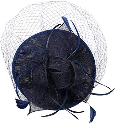 Tubayia Damen Elegant Fascinator Hut Kopfschmuck Kopfbedeckung für Hochzeit Kirche Party
