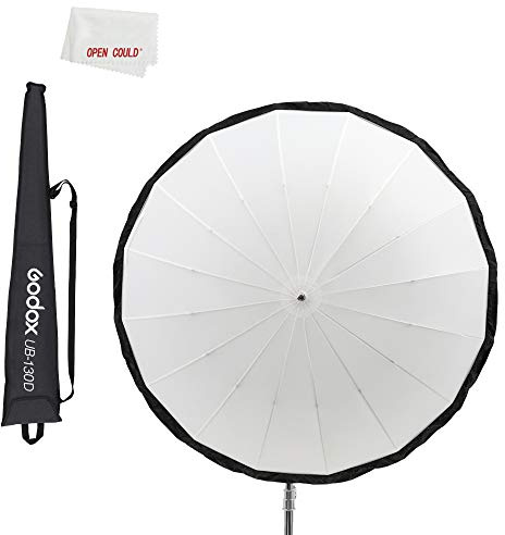 Godox UB-130D 51in 130cm White Parabolic Reflective Transparent Soft Umbrella Studio Light Umbrella with Black Silver Diffuser Cover (UB-130D)