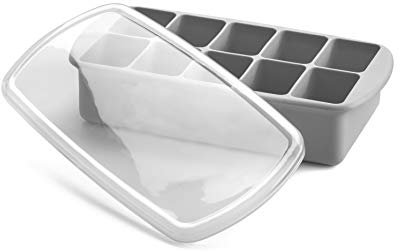 melii Bandeja de silicona para congelar alimentos para bebés con tapa, versátil bandeja de porciones de 10 tazas de 2 onzas para congelar leche materna, alimentos caseros para bebés, salsas, batidos y