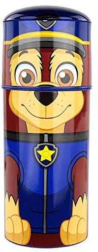 PAW Patrol Chase Trinkflasche Kinder - auslaufsichere Strohhalmflasche 350 ml aus Kunststoff, bpa-frei, mit integriertem Strohhalm - Wasserflasche für Schule und Kindergarten - robust und leicht