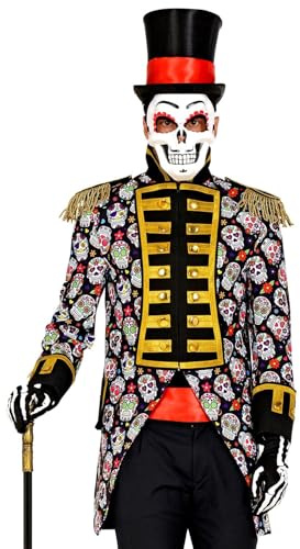Widmann 50832 50832-Dia de los Muertos Parade-Frack, Garde-Uniform, Dödsdag, jacka, kappa, cirkusdirektor, kostym, karneval, temafest, män, flerfärgad, M