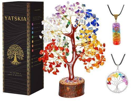 YATSKIA Crystal Tree - Seven Chakra Tree - Bonsai Tree - Healing Crystals - Crystals and Gemstones - Home Decor - Spiritual Gifts