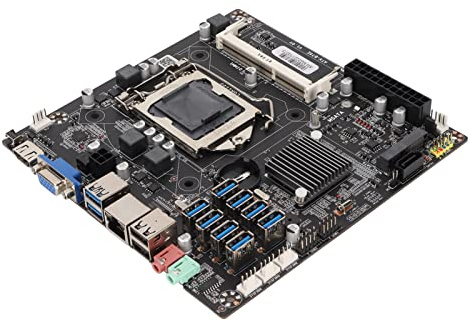Dpofirs B75 Mining-Mainboard, Unterstützung für Pentium Celeron LGA1155-Prozessoren, DDR3 800 1333 1600 MHz, 8 x USB 3.0, ATX 24PIN, ATX 4PIN, SATA, MSATA, Computer-Motherboard