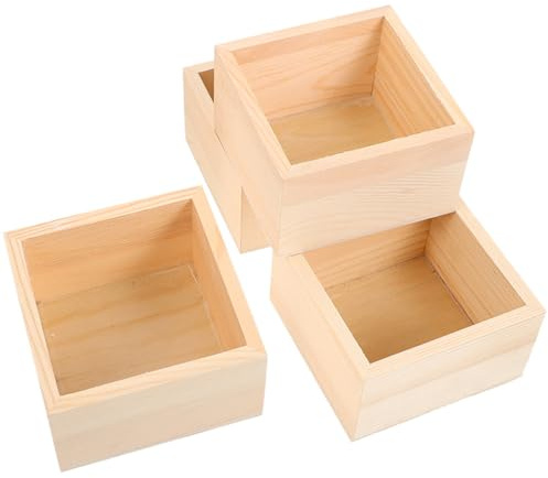 Operitacx 4 Stücke Boxen Handwerkliche Holzkiste Wohnkultur Behälter Für Schmuckhalter Holzkisten Unfertig Kleine Organizer-Box Halter Für Geschenkverpackungen Hölzern Zubehör-Box Anlage
