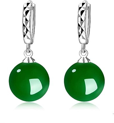 Bellitia Jewelry Damen Ohrringe Hängend mit echten Süßwasserperlen/Grüne Onyx/Roter Onyx, 925 Sterling Silber Huggie Creolen Hypoallergen Ohrringe für Frauen Mädchen, 12mm