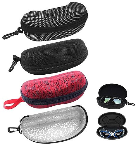 Eva Brillenetui - 4 Stück Universal Hartschale Brillenetui Mit Karabinerhaken für Sonnenbrillen Aufbewahrung