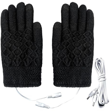 Men Teen Boys USB Heated Winter Knitted Five Finger Gloves - Thermal Touchscreen Typing Soft Electric Heating Hand Warmer for Texting Gaming Running Skiing