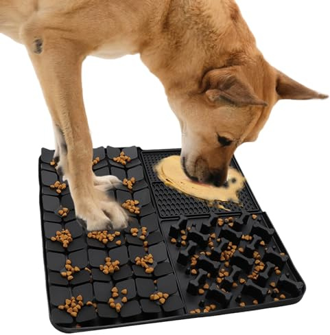Femont Silikon-Schnüffelmatte für Hunde, langsam füttern, Leckmatte mit Saugnäpfen für langsames Fressen, fördert die natürliche Futtersuche, lindert Stress, Haustier-Schnüffelmatte für kleine