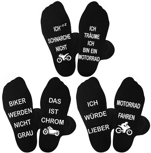 Jeasona 3 pares de calcetines de moto antideslizantes 43-46 regalos de moto para hombre divertidos accesorios de moto