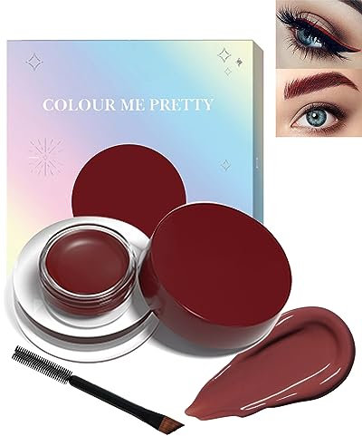 Hochrot Eyeliner Creme, Wasserfest Langlebig Matte Gel Eyeliner für Augen, Wangen, Körper, Leicht Anwendbar mit Pinseln, Wischfest Hochpigmentiert Colored Kajalstift Weihnachten Makeup für Cosplay-117