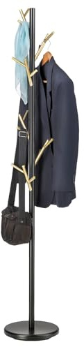IDIMEX Kleiderständer ZENO aus Metall, Schwarz/Gold - Garderobenständer, Jackenständer mit 6 praktischen Haken. Ideal für Flur und Eingangsbereich