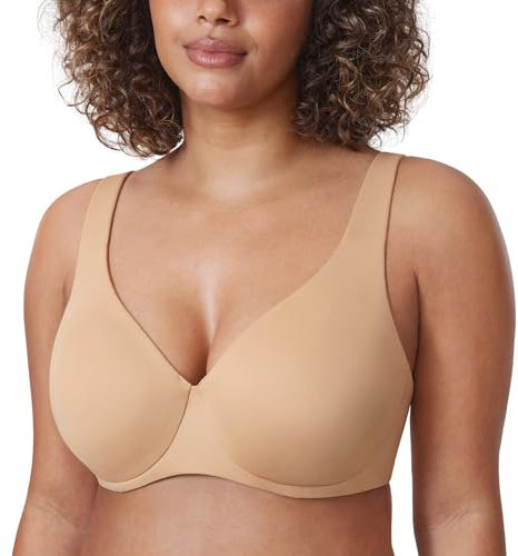 Delimira Women's Minimiser Bra Plus Size Non Padded Underwired Seamless Comfort Bras Warm Beige 36D