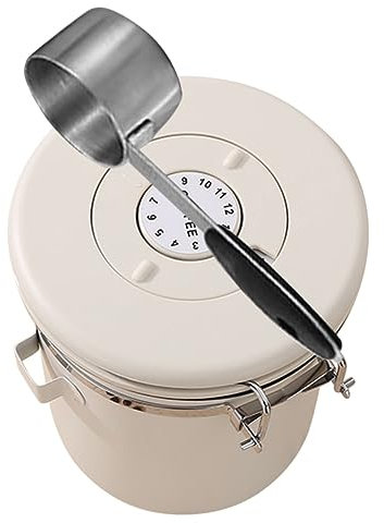 PRETYZOOM Stainless Steel Sealed Jar for Coffee Bean Storage Airtight Food Storage Spoon Multifunctional