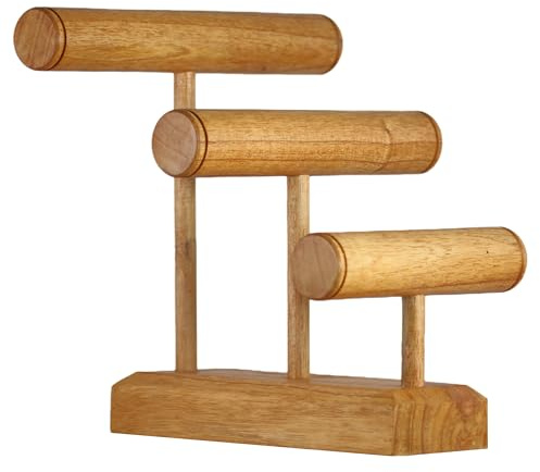 ART-CRAFT Eleganter Armbandhalter aus Holz - Dekorativer Schmuckständer mit 3 Ebenen für bis zu 30 Armbänder (Natur)