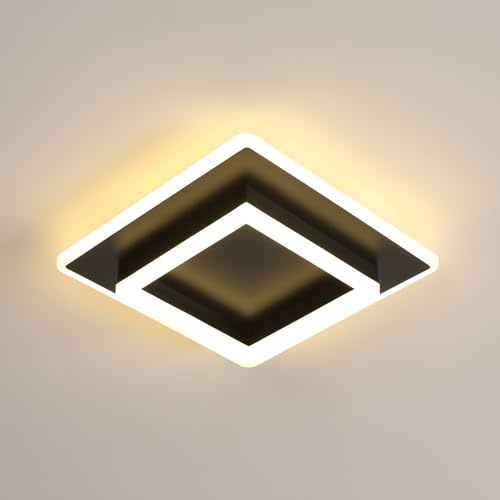SENQIU Deckenleuchte LED, 30W Deckenlampe Schwarz Modern | 3000K Warmweiß, Schlafzimmerlampe Quadratisch, LED Decke Lampe für Wohnzimmer Küche Flur