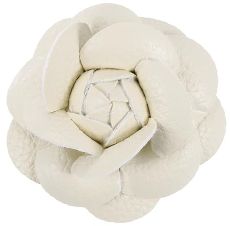 PATIKIL Blumen Haarspangen, Kamelien Haarnadeln Blumenbroschen Anstecknadel Handgefertigte Lederblumenbrosche für Damen Braut Frauen Hut Kleid Hemd, Beige