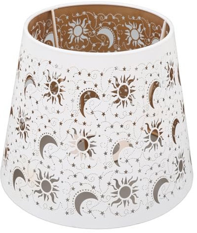 Abat-jour en Fer, Motif Soleil, Lune, étoile, Abat-jour Décoratif sculpté, Couvercle de Lampe de Table pour Base de Lumière E27 E26, Lampe de Chevet, Lampadaire, Applique Murale