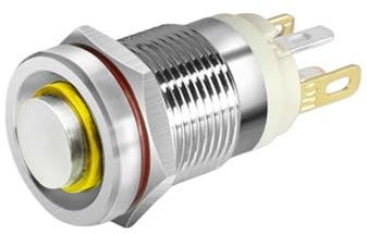 12mm Ultra Short Self-locking and Self-healing 7a High Current Metal Button Switch with Light, Round, Riot CZAOINCU(Plane)