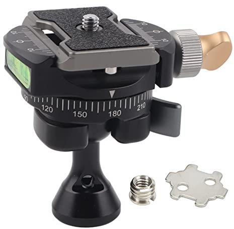 Testa a sfera del treppiede, testa a sfera invertita panoramica a 360° con 1/4 e 3/8 viti Testa monopiede fino a 10 KG per cursore, macchina fotografica Dslr, videocamera