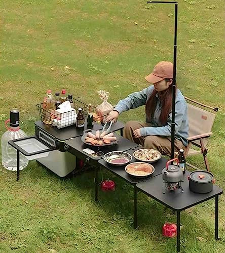 Tragbare Auto-Küchenbox, Outdoor, mobile Küche, faltbar, Campingausrüstung, Picknick-Herd, für Picknick, Strand, Reisen