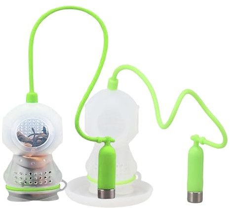 2-teiliges Tee-Ei, Silikon-Tee-Ei, Silikon-Teesieb-Filter mit Kette und Abtropfschalen, Taucher-förmiges Tee-Ei für lose Blätter für Blattkorn-Tee für die Teezubereitung zu Hause (Grün)