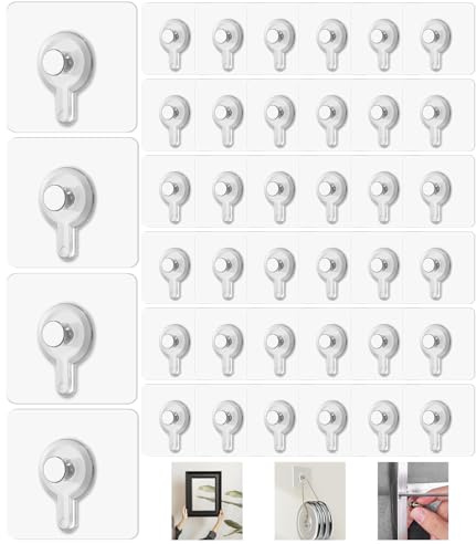 40 Stück Bilderhaken Selbstklebend, Klebehaken Bilder Aufhängen Ohne Bohre | Bildaufhänger Selbstklebend, Transparent Klebenagel Ohne Bohren für Bilder, Poster, Dekorative, Gemälde