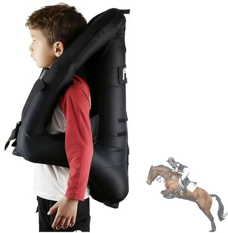 Eevan Kids Horse Riding Airbag Vest, 4 Seasons Reusable Unisex Equestrian Training professional Protective Vest (Black,M)