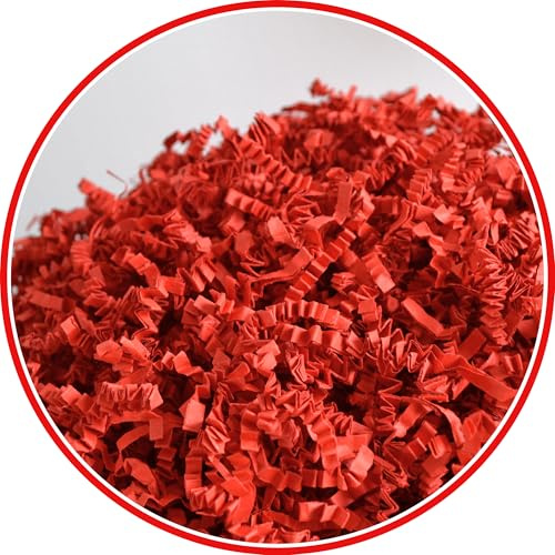 ARKANSIA - 200g Papier Froissé Déchiqueté pour Remplissage Boîte Cadeau & Panier Garni – Frisure Kraft, Calage, Protection, Décoration, Mariage, Fête, Anniversaire, Naissance (Rouge, 200g)