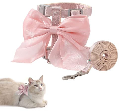 XFSRG Pettorina per Gatti con Guinzaglio Pettorina per Gatti con Papillon Rosa Regolabile per Cane Taglia e Piccoli Animali Domestici (S)