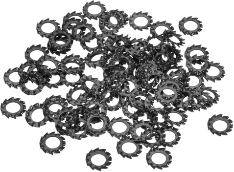 QUARKZMAN Rondelles Frein Dents Externes M5 Acier Au Carbone Noir 100Pcs | Rondelles Frein Crantées, pour Boulon Vis Équipement Mécanique Fixations