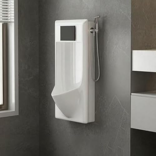 Orinatoio automatico da uomo a parete, design in ceramica a prova di spruzzi, soluzione igienica ed efficiente attivata dal sensore per bagni pubblici, a prova di fuoriuscite e facile da pulire