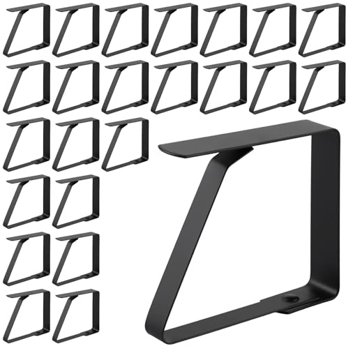 LDXDRU 24 Stück Tischtuchklammern Schwarz für Plattenstärke von 5cm Tischdeckenklammer Edelstahl Stabile Tischdecken Clips Tischtuchhalter für draußen und drinnen für Dicke Tische, Gartentisch 8x7cm