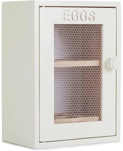 QEM Armoire à Oeufs en Bois Blanche- Egg Cabinet Boite à Oeuf en Bois jusqu'à 12 Oeufs - Eviter Le Plastique et Ranger Vos Oeufs da